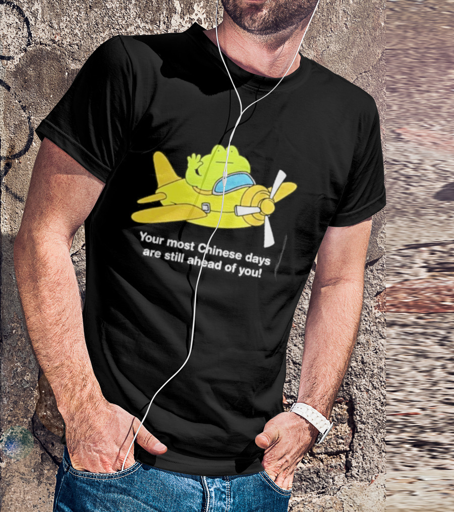 Frog Your Most Chinese Days Are Still Ahead Of You Airplane Scene T-Shirt