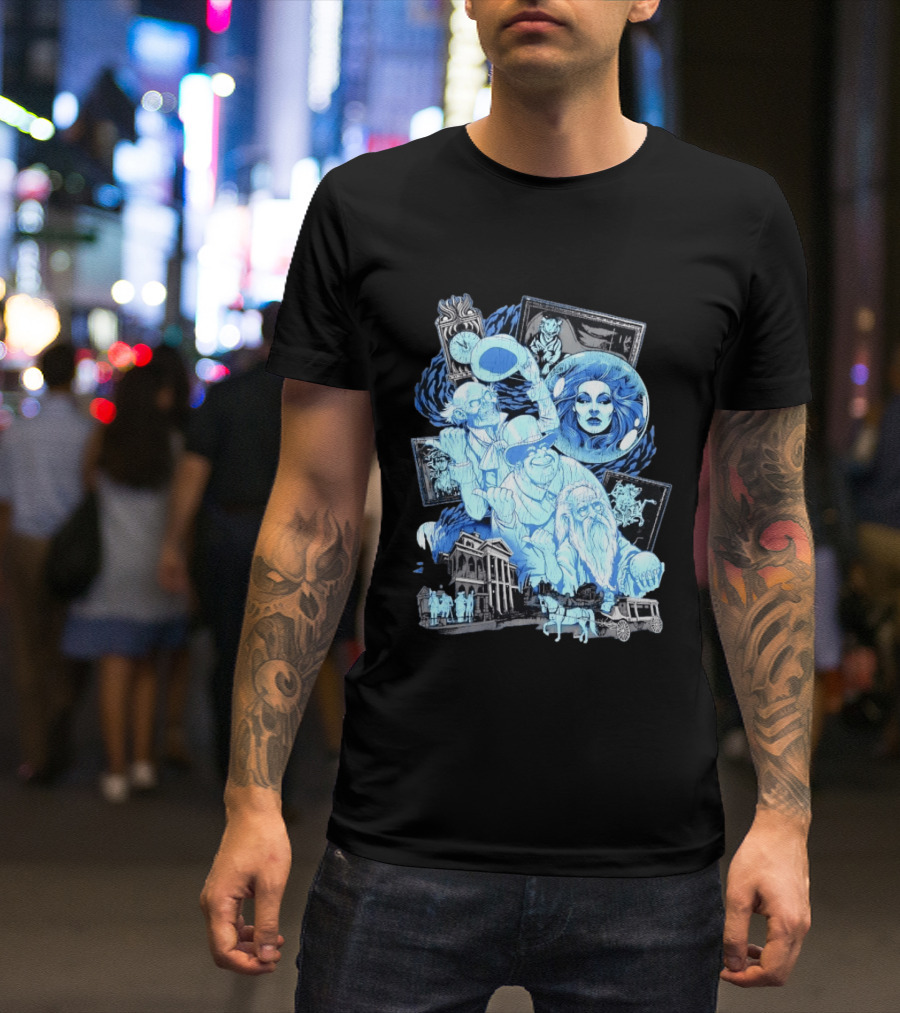 The Haunted Mansion Ghostly Spirits Madame Leota Hitchhiking Ghosts And Doom Buggy T-Shirt