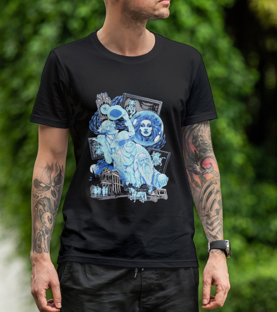 The Haunted Mansion Ghostly Spirits Madame Leota Hitchhiking Ghosts And Doom Buggy T-Shirt