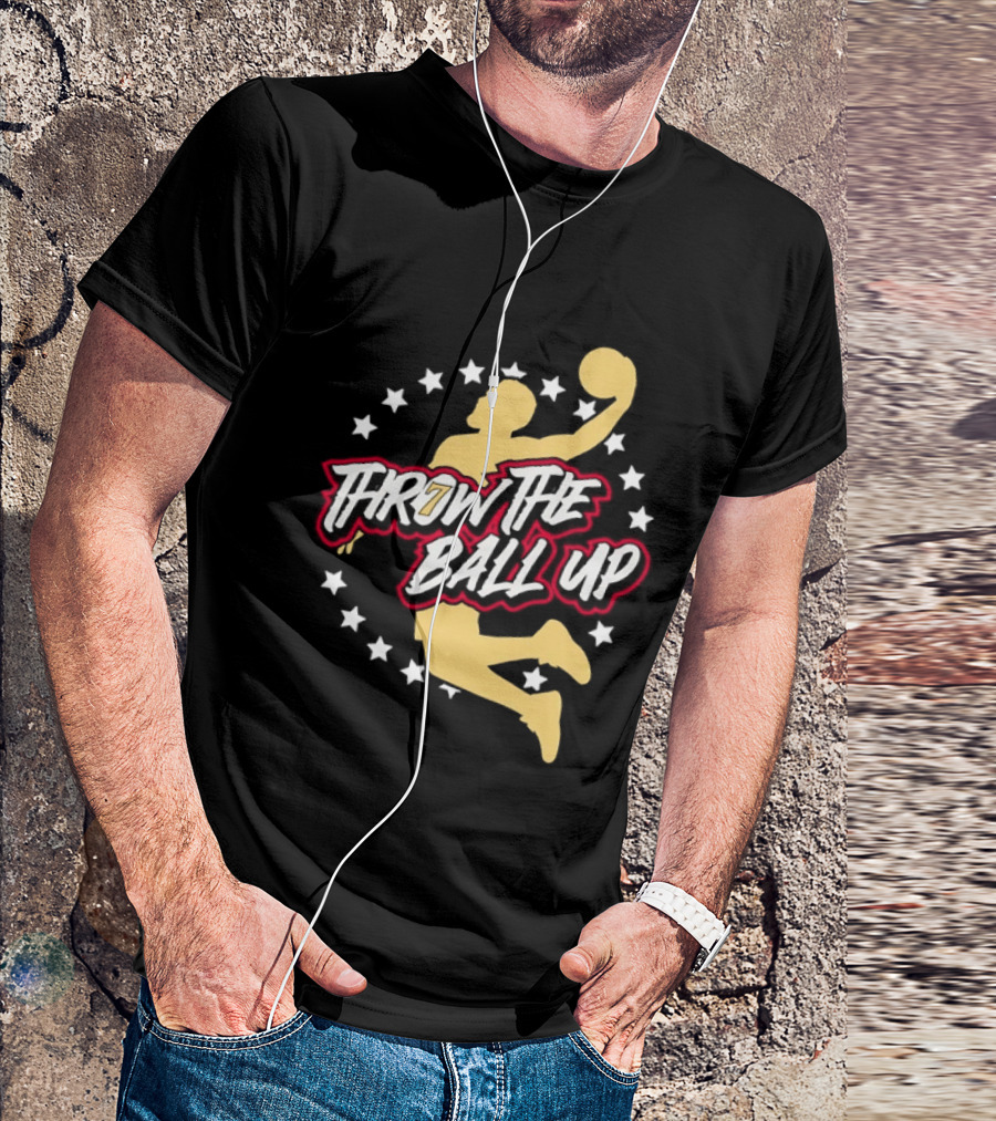 Throw The Ball Up Basketball Player Silhouette With Stars T-Shirt
