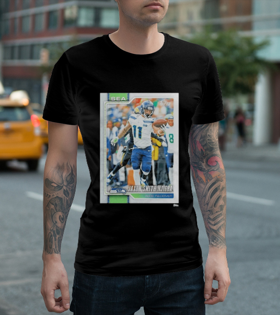 SEA Seahawks Jaxon Smith Njigba Topps Wide Receiver Trading Card T-Shirt