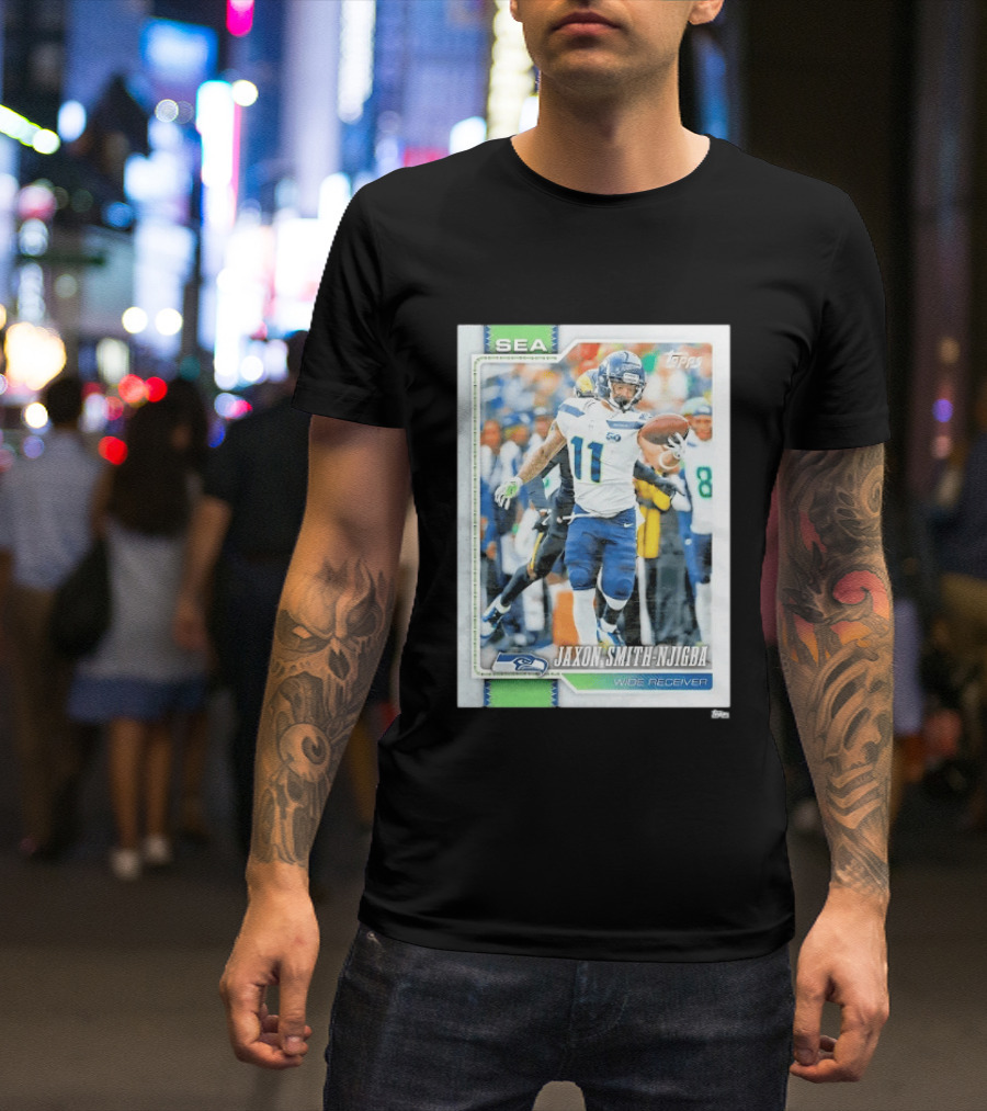 SEA Seahawks Jaxon Smith Njigba Topps Wide Receiver Trading Card T-Shirt