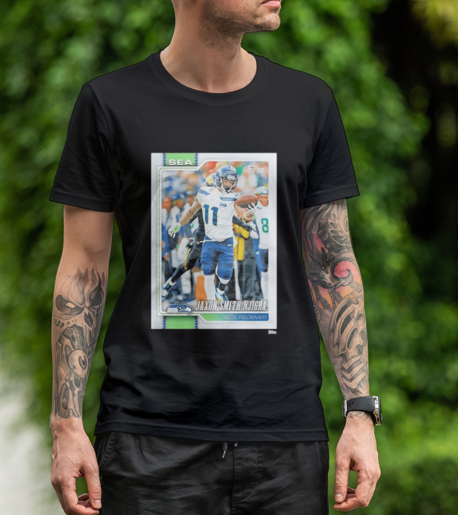SEA Seahawks Jaxon Smith Njigba Topps Wide Receiver Trading Card T-Shirt