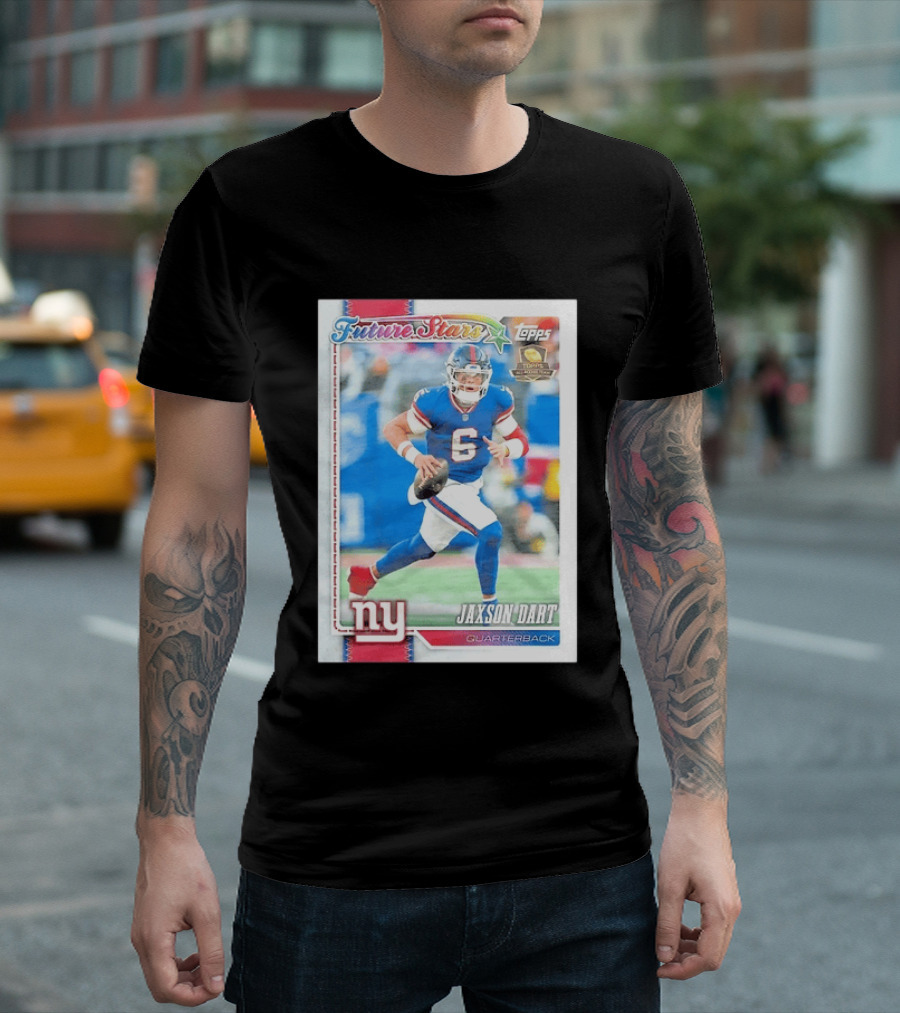 Future Stars Jaxson Dart New York Giants Quarterback Topps Card T-Shirt