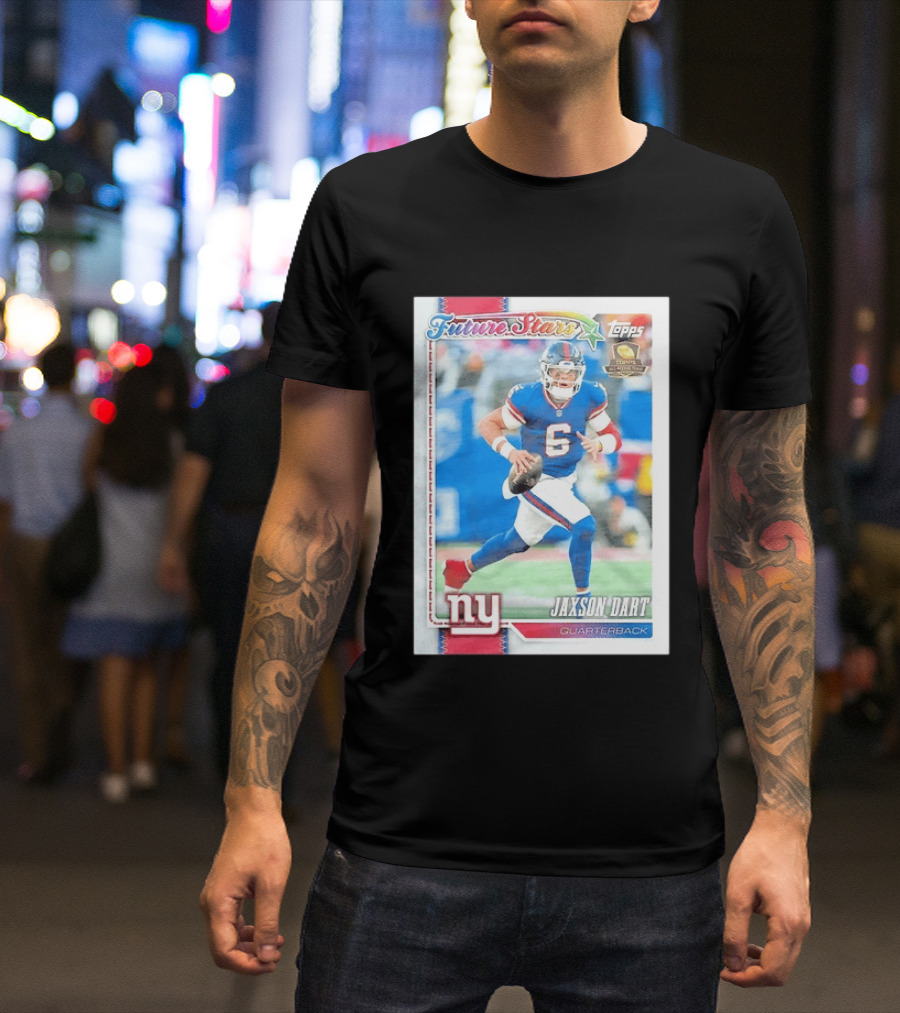 Future Stars Jaxson Dart New York Giants Quarterback Topps Card T-Shirt