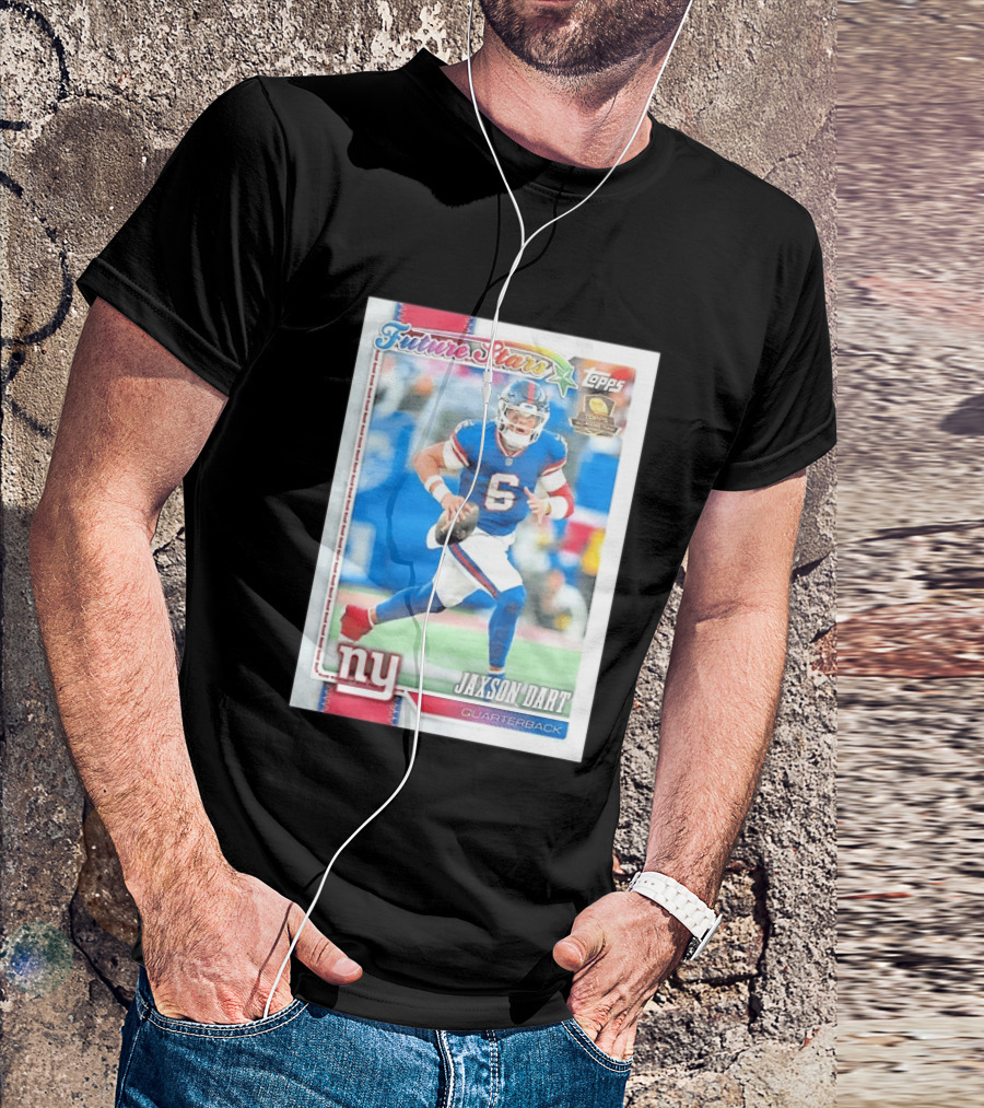 Future Stars Jaxson Dart New York Giants Quarterback Topps Card T-Shirt