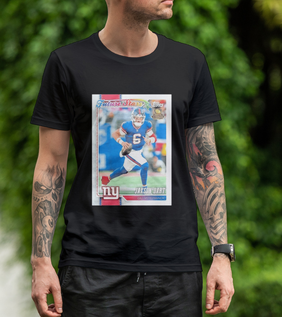 Future Stars Jaxson Dart New York Giants Quarterback Topps Card T-Shirt