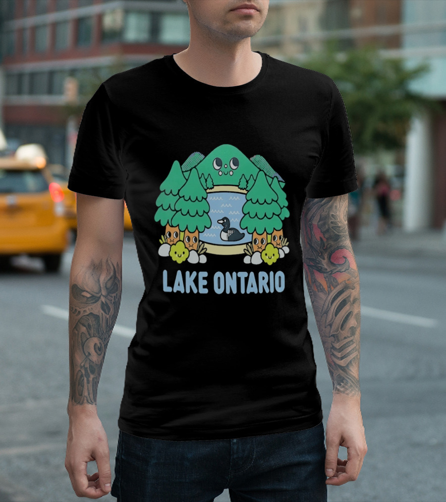 Lake Ontario Cute Forest Creature And Goose Scene T-Shirt