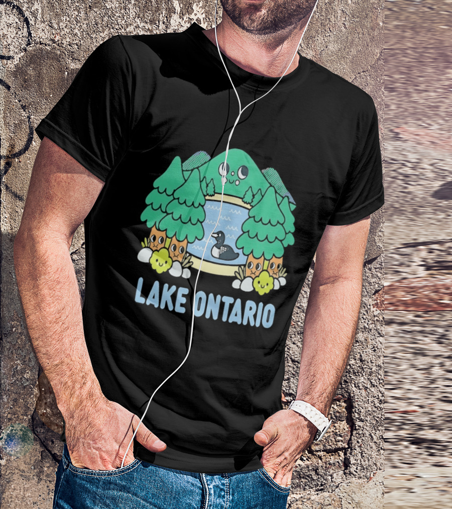 Lake Ontario Cute Forest Creature And Goose Scene T-Shirt
