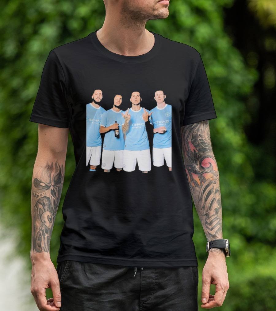 Manchester City Etihad Airways Kit Players Bottle Pose T-Shirt