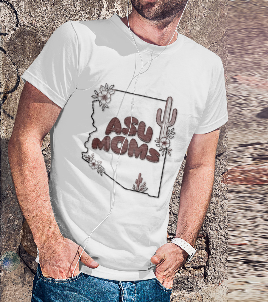 Arizona State University Moms Map Flowers Cactus T-Shirt