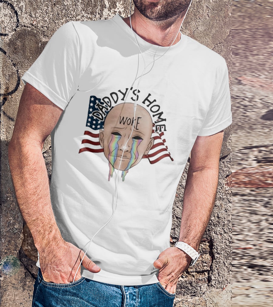 Daddy's Home Woke Crying Face With Flags T-Shirt