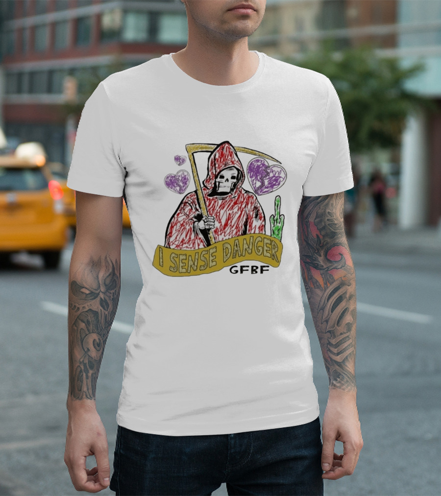 I Sense Danger Gfbf Grim Reaper Hearts T-Shirt