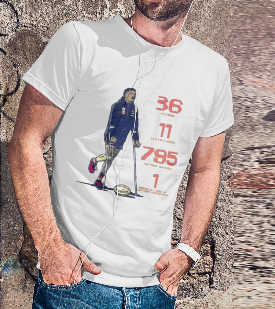 Izak Rankine 36 Tackles Crutches Adelaide Crows AFL Stats 795 Meters Gained T-Shirt