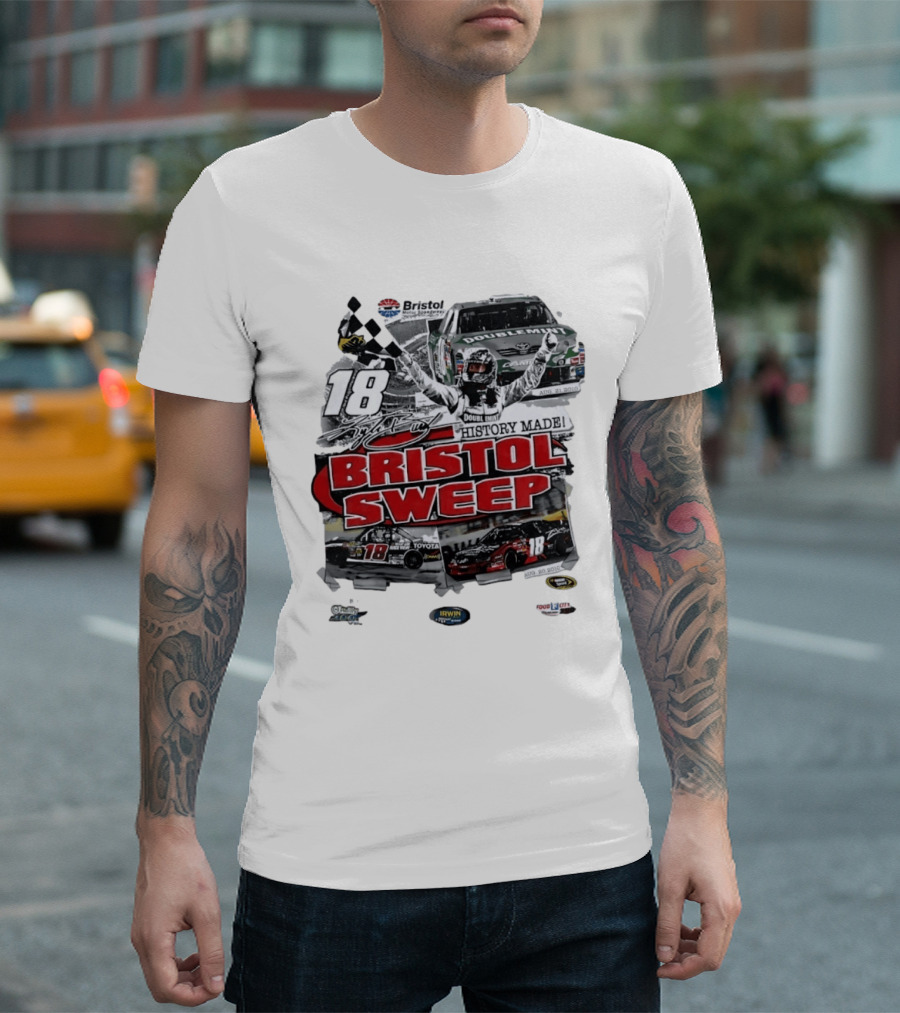 Bristol Motor Speedway History Made Three Wins August 2010 18 Bristol Sweep T-Shirt