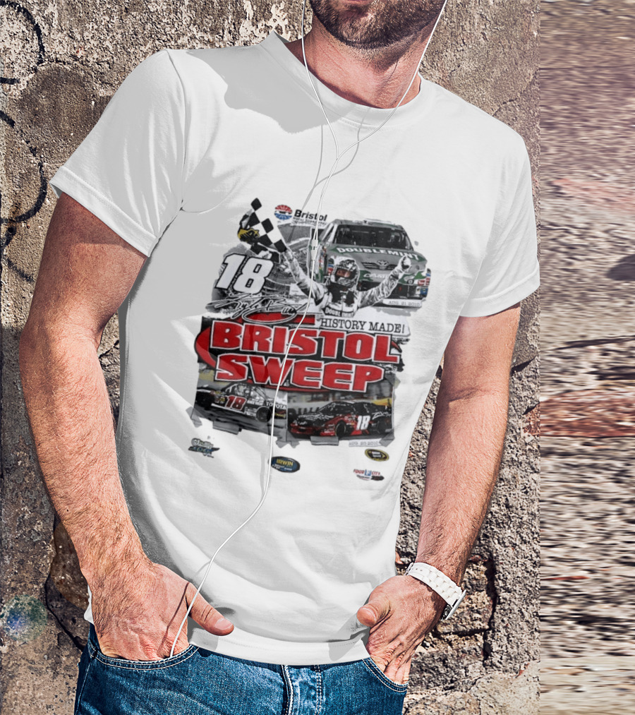 Bristol Motor Speedway History Made Three Wins August 2010 18 Bristol Sweep T-Shirt