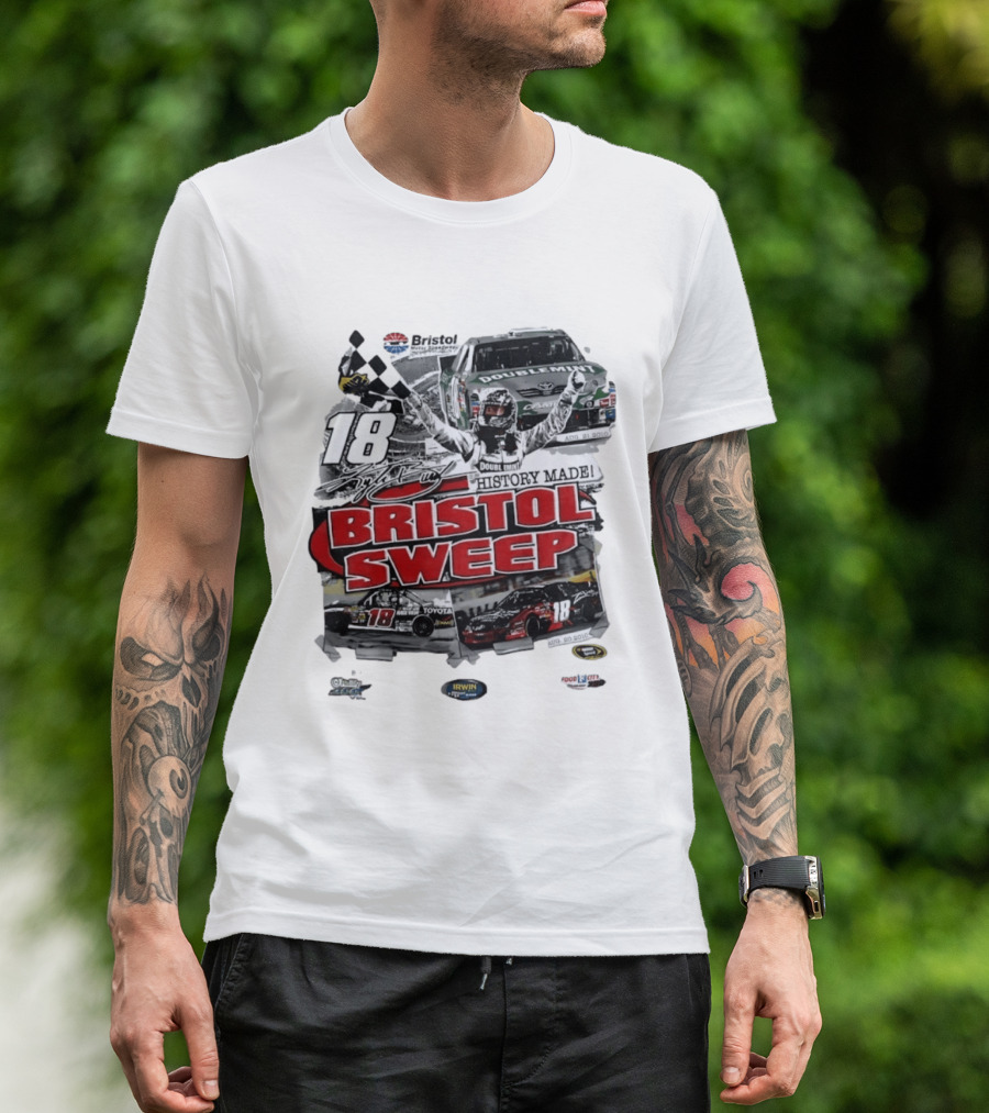 Bristol Motor Speedway History Made Three Wins August 2010 18 Bristol Sweep T-Shirt