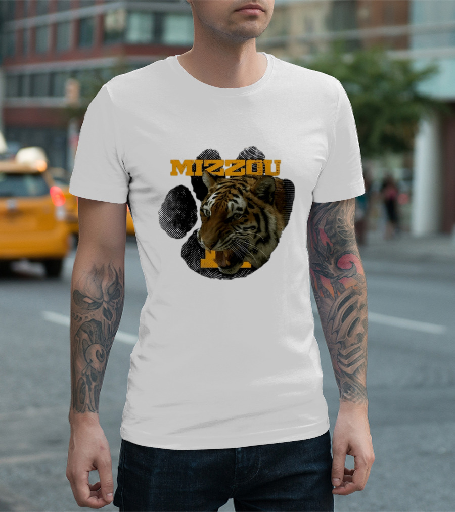 Mizzou Tigers Paw NCAA College Sports Tiger Head T-Shirt
