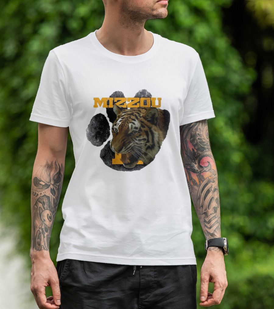 Mizzou Tigers Paw NCAA College Sports Tiger Head T-Shirt