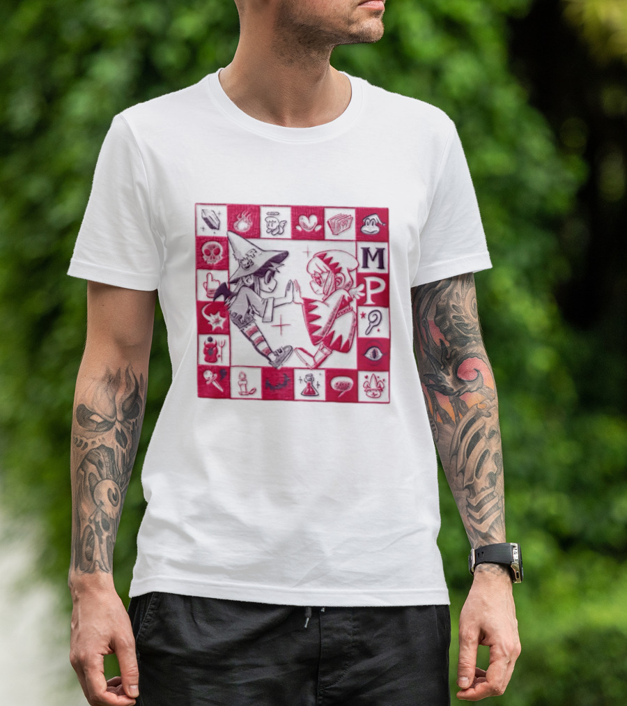 MP Witch And Angel Character Duo Board Game Square T-Shirt