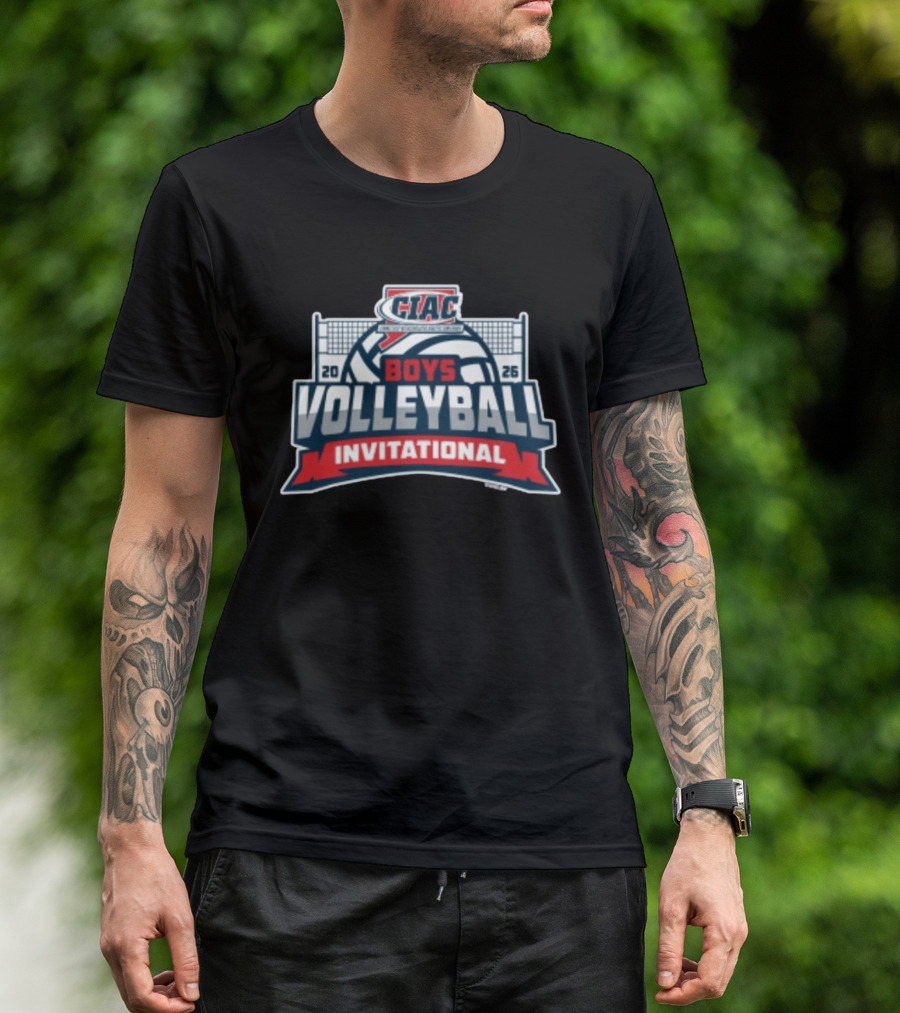 CIAC Boys Volleyball Invitational 2026 Event Logo With Net And Ball T-Shirt