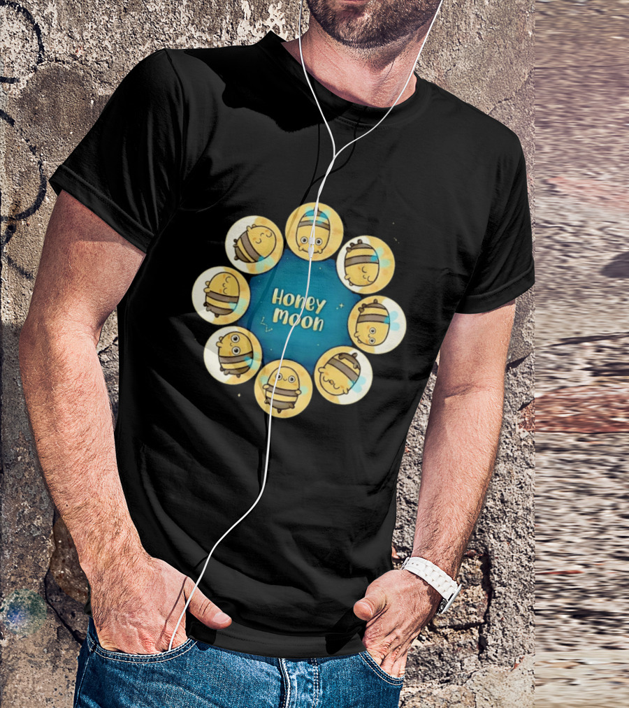 Honey Moon Bee Phases Astronomical Nature Cycle T-Shirt