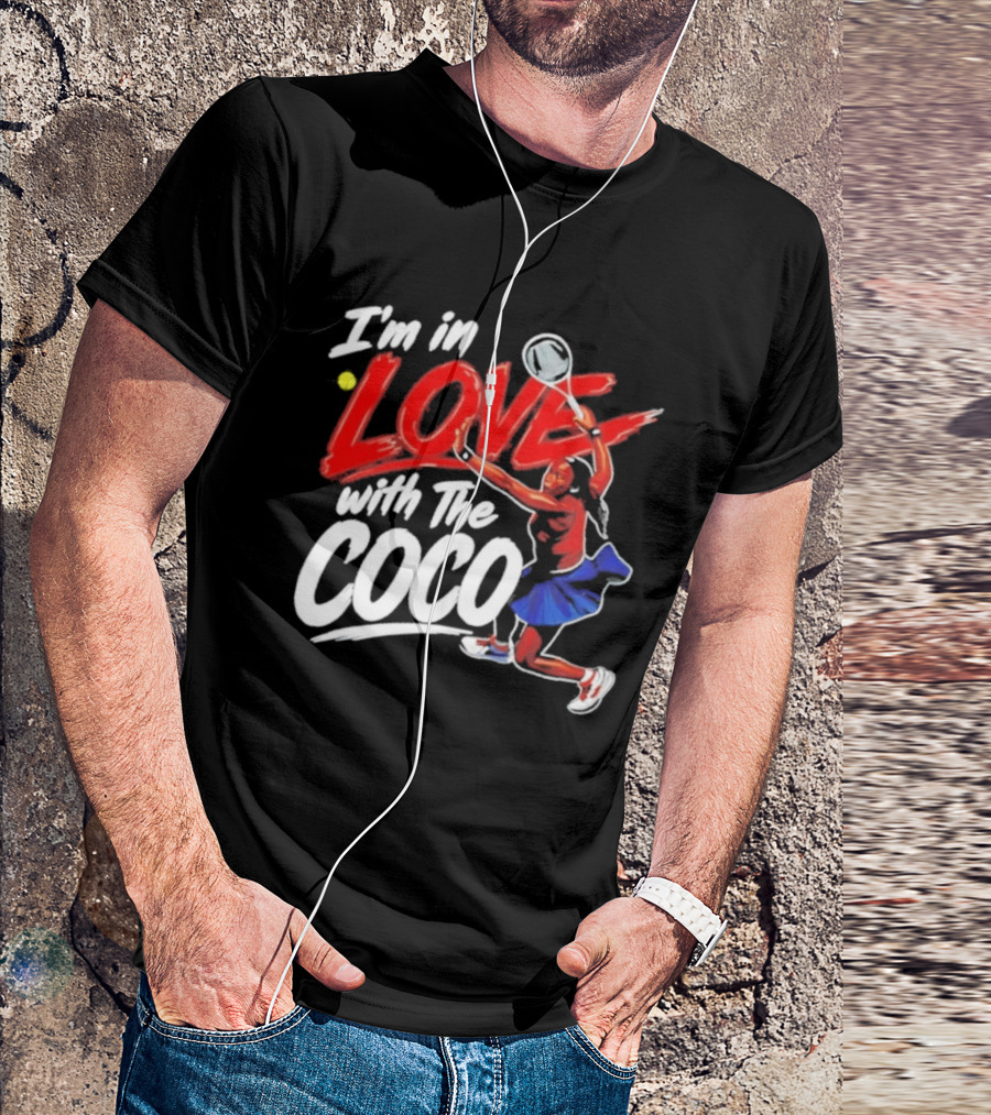 I'm In Love With The Coco Tennis Slam Action Bold Red And White T-Shirt