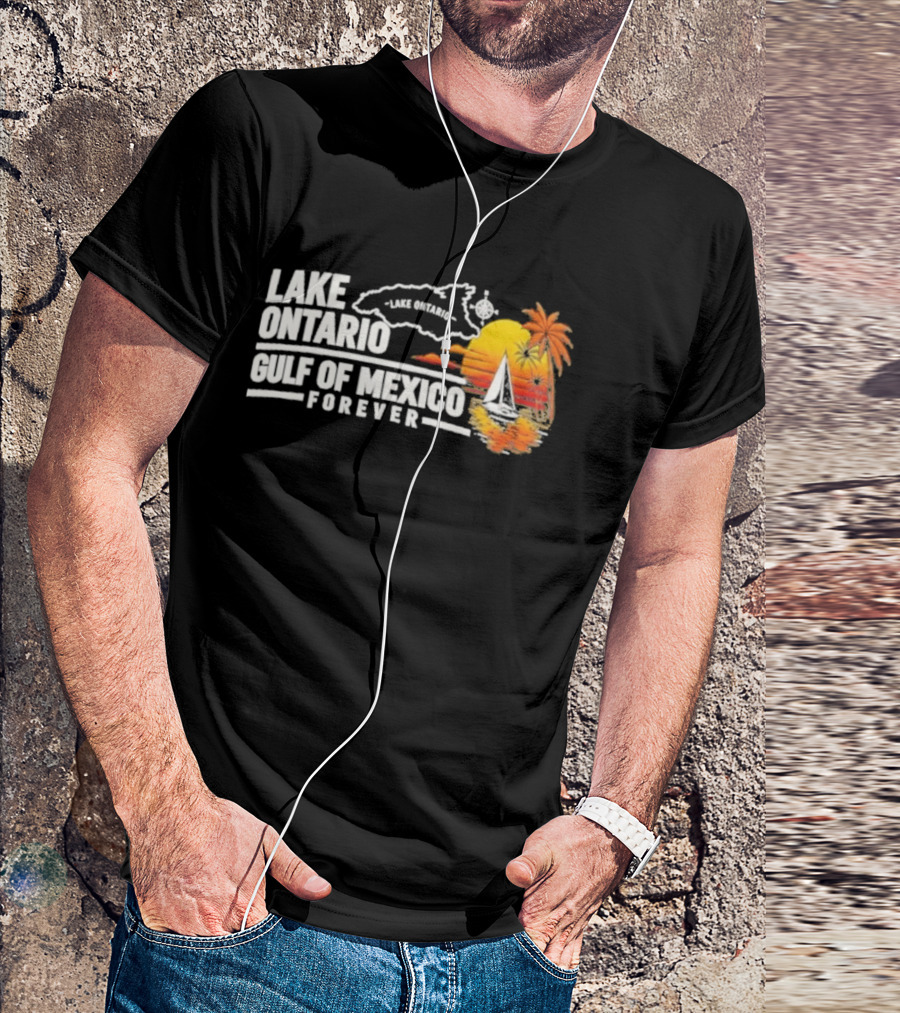 Lake Ontario Gulf Of Mexico Map Sunset Palm 2026 T-Shirt