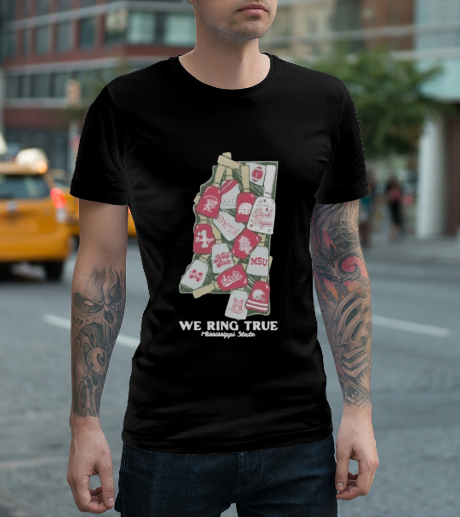 Mississippi State We Ring True Stark Vegas Bulldogs Collage State MSU Football T-Shirt