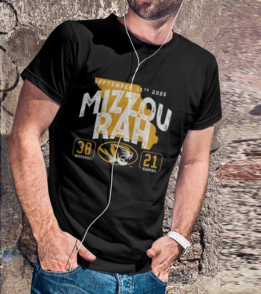 Missouri Tigers 38 Vs Kansas Jayhawks 21 Mizzou Rah September 11th 2026 T-Shirt