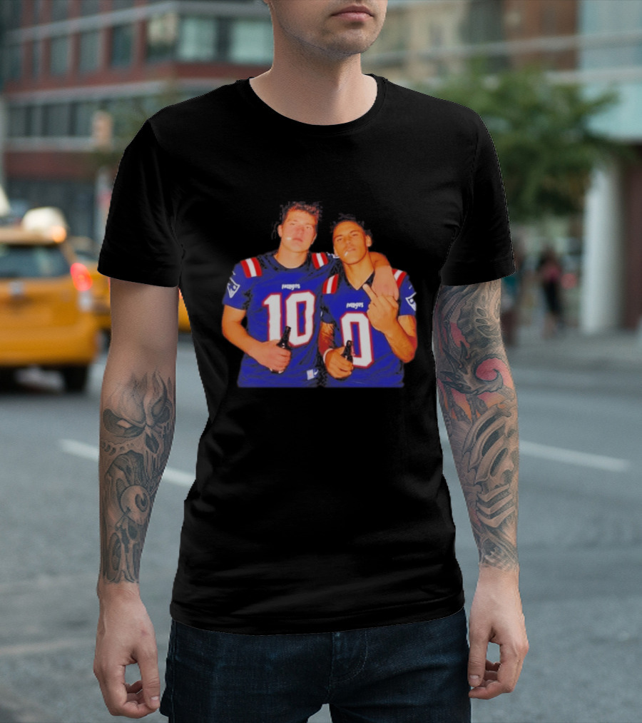 New England Patriots Drake Maye Christian Gonzalez Middle Finger Beer T-Shirt