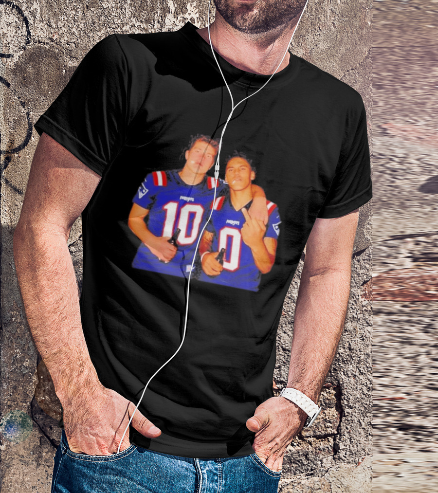 New England Patriots Drake Maye Christian Gonzalez Middle Finger Beer T-Shirt