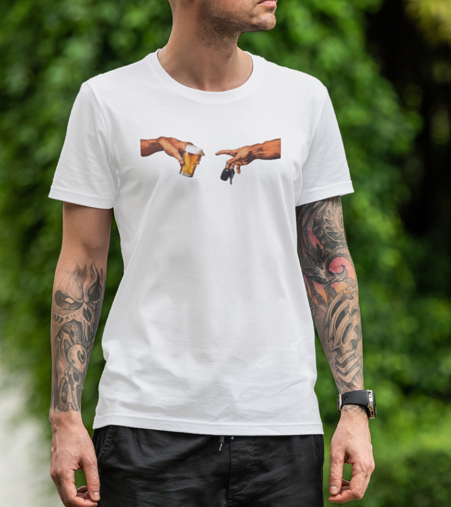 Creation Of Adam Beer Handing Over Car Keys T-Shirt