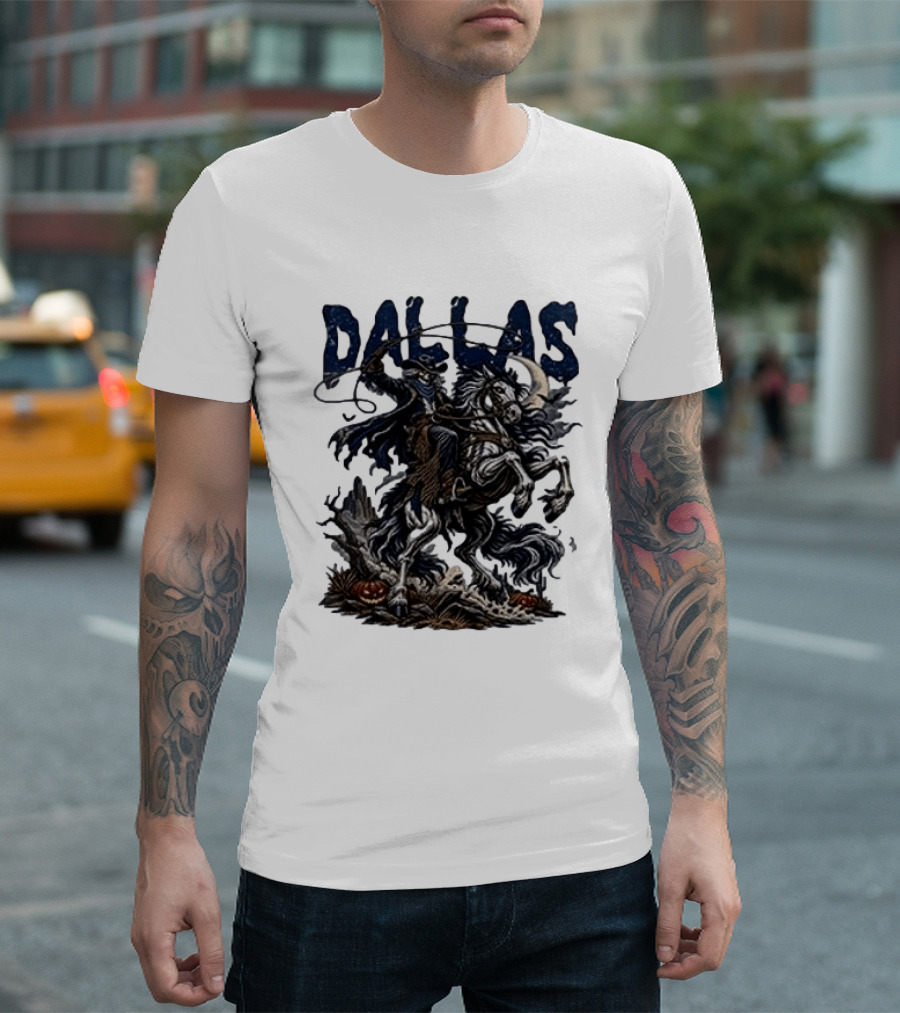 Dallas Cowboys Skeleton Horse Rider Halloween T-Shirt