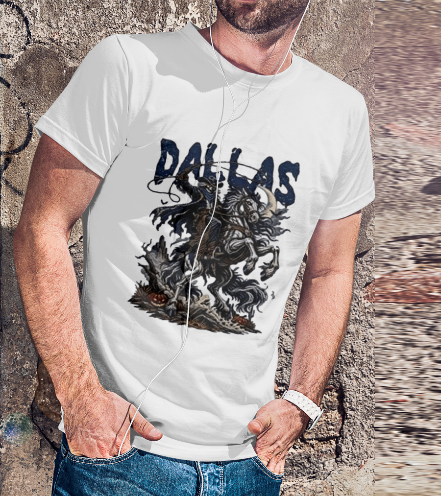 Dallas Cowboys Skeleton Horse Rider Halloween T-Shirt