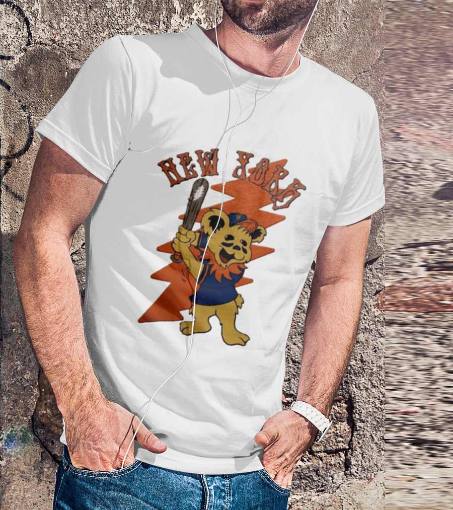 New York Grateful Dead Dancing Bear Batting Baseball Mets MLB T-Shirt