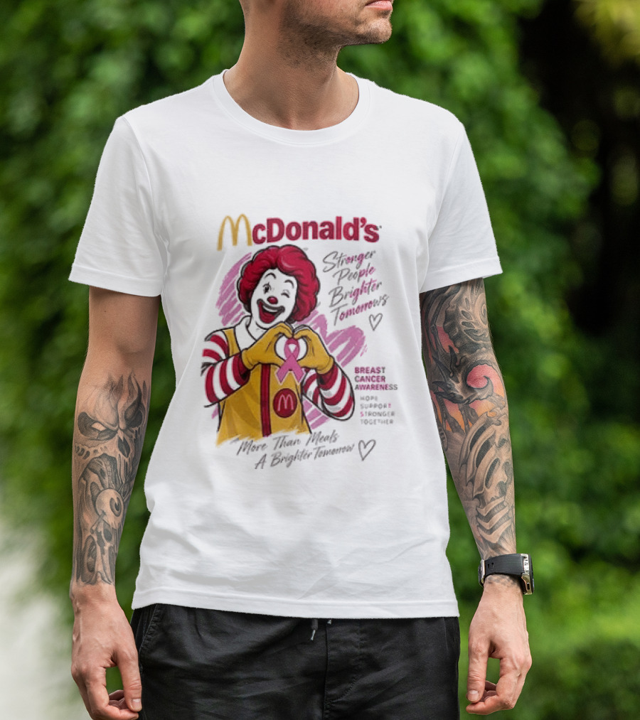 McDonald's Ronald McDonald Breast Cancer Awareness "More Than Meals A Brighter Tomorrow" Pink Ribbon T-Shirt