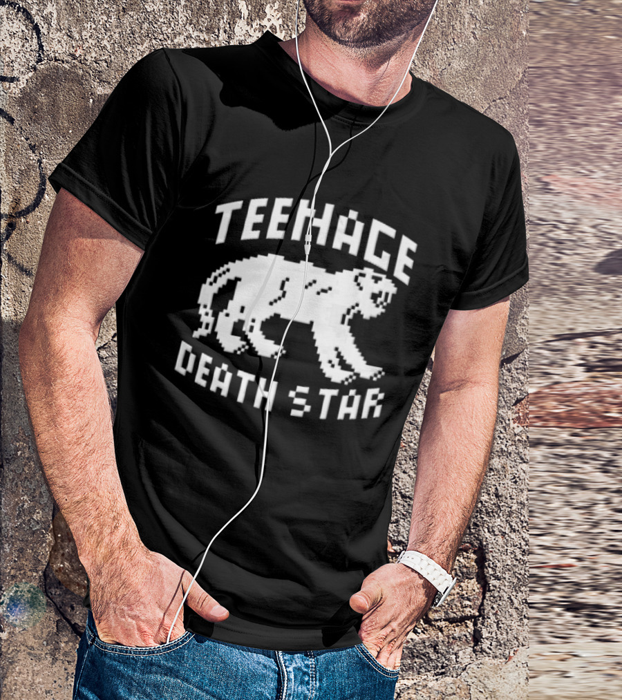 Teenage Death Star 8 Bit Pixelated White Panther T-Shirt