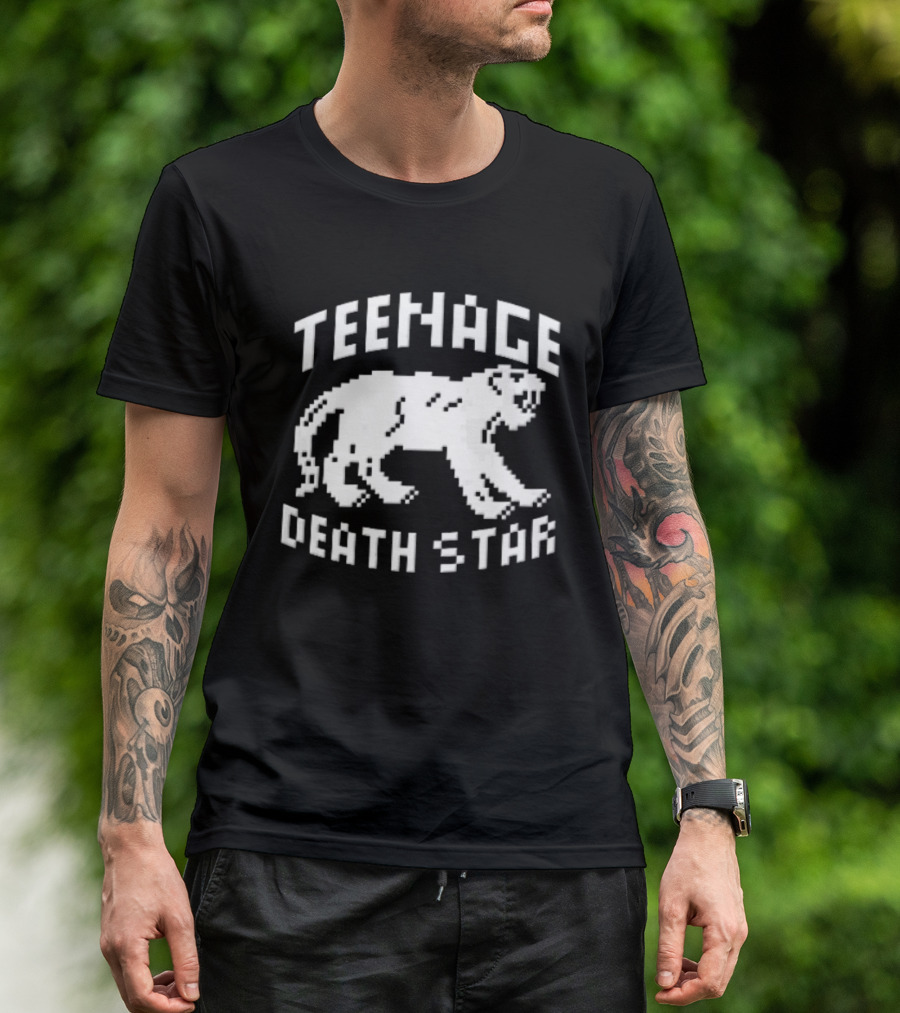 Teenage Death Star 8 Bit Pixelated White Panther T-Shirt