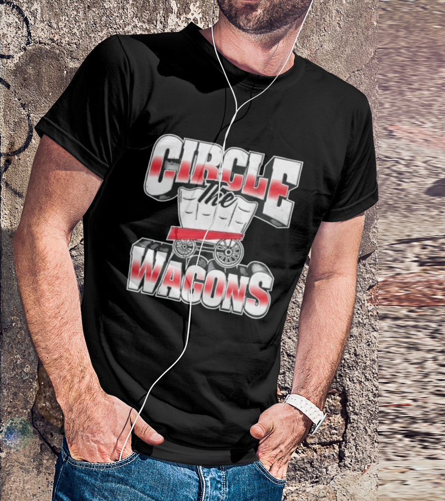 Circle The Wagons Pioneer Covered Wagon Red White 3D T-Shirt