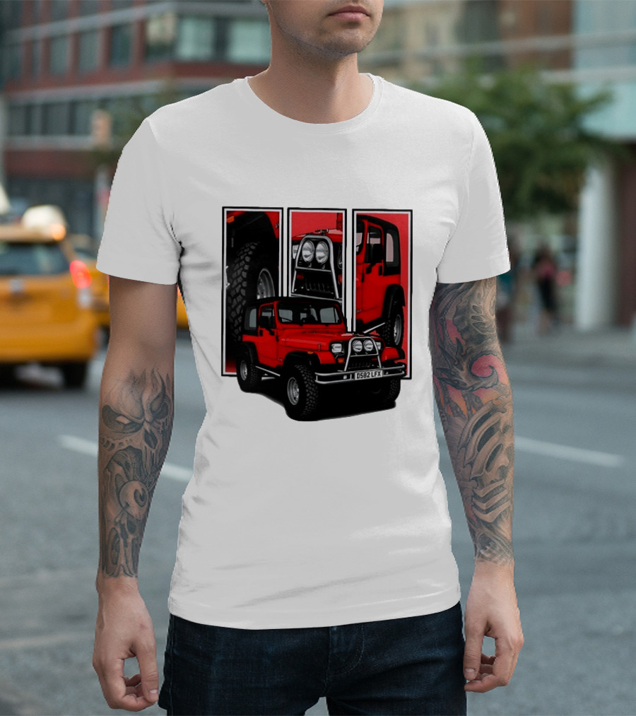 Red Jeep Wrangler 4x4 Off Road Adventure Vehicle Four Wheel Drive T-Shirt