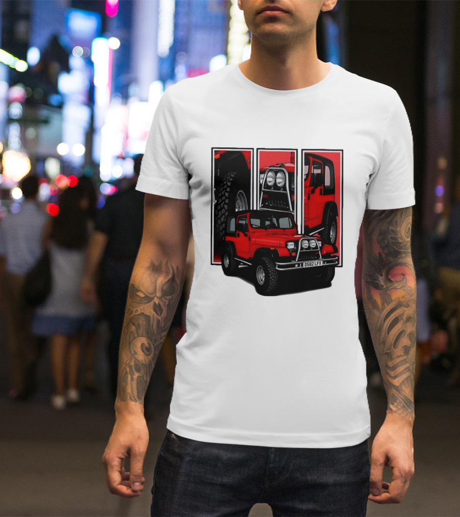 Red Jeep Wrangler 4x4 Off Road Adventure Vehicle Four Wheel Drive T-Shirt