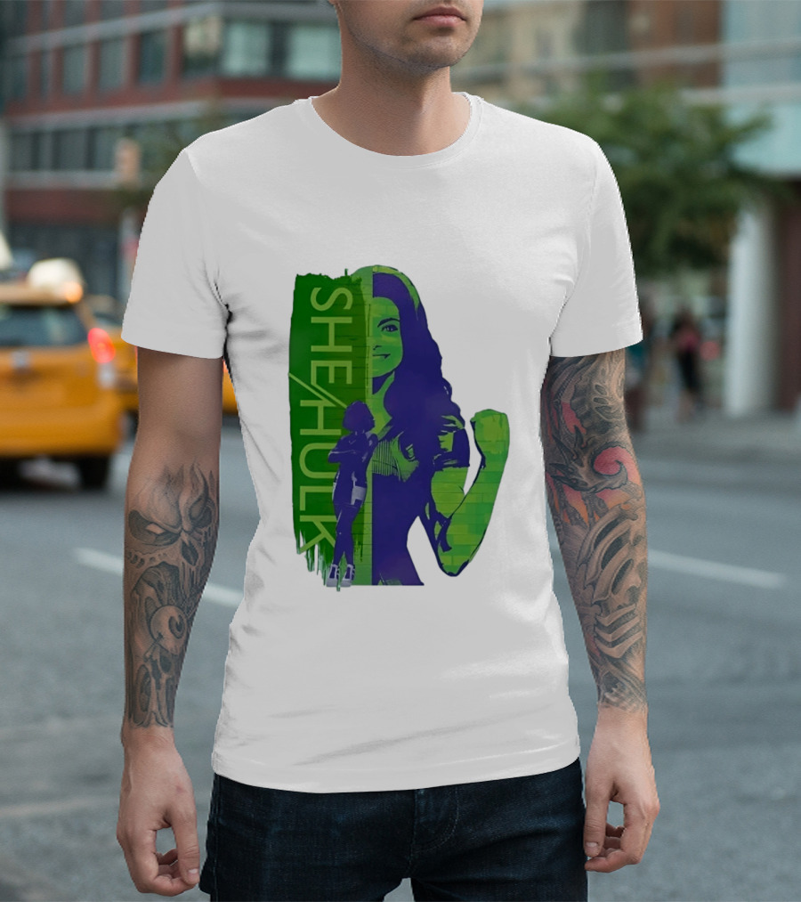 She Hulk Marvel Superhero Jennifer Walters Comic Style Heroic Pose T-Shirt