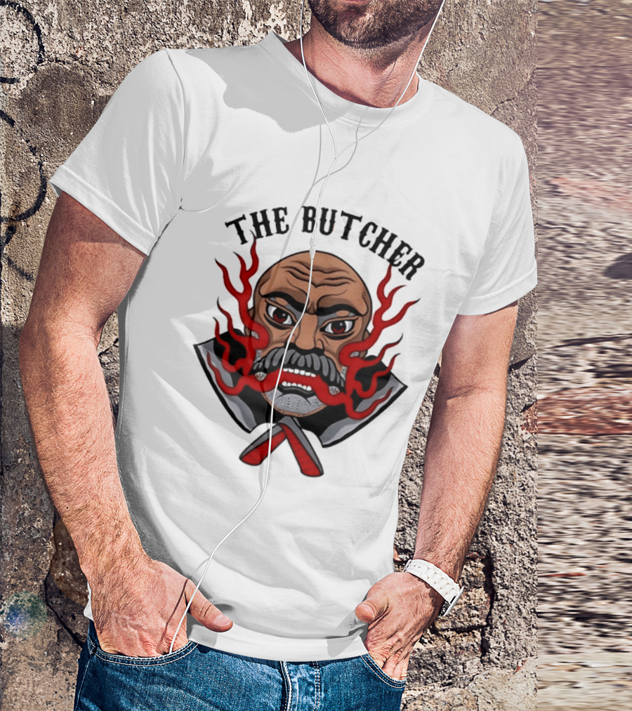The Butcher AEW Professional Wrestling Skull Flames Axes T-Shirt