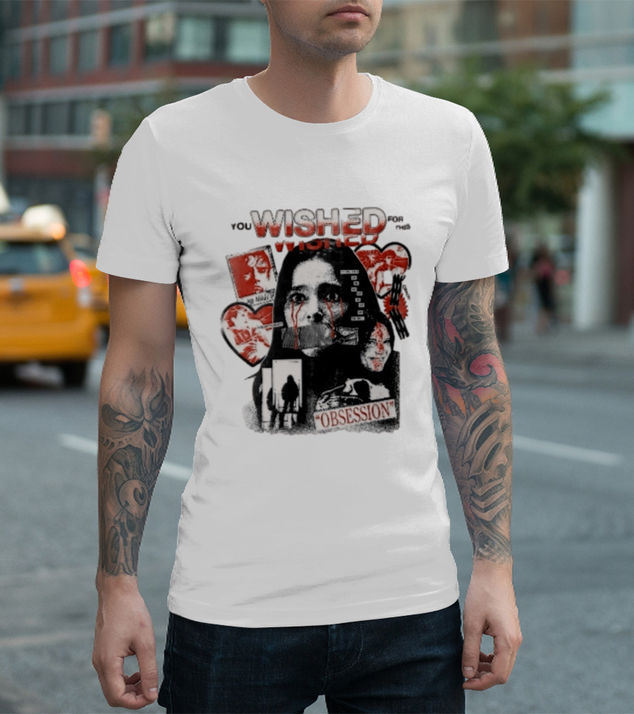 You Wished For This Obsession Nikki Halftone Gagged Woman Blood Tears Collage T-Shirt