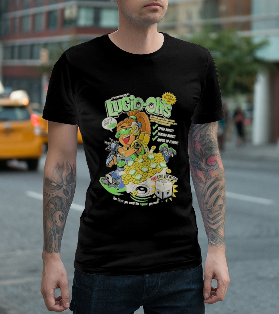 Lucio Oh's Cereal Sound Boost Sonic Waves Packed With Flavor T-Shirt