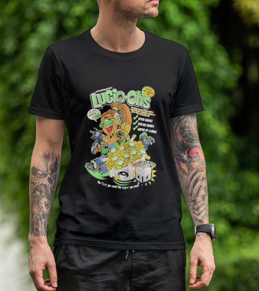 Lucio Oh's Cereal Sound Boost Sonic Waves Packed With Flavor T-Shirt