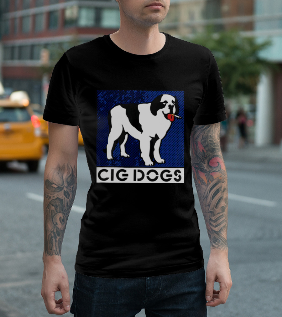 Cig Dogs Saint Bernard Smoking Cigarette Funny Canine T-Shirt