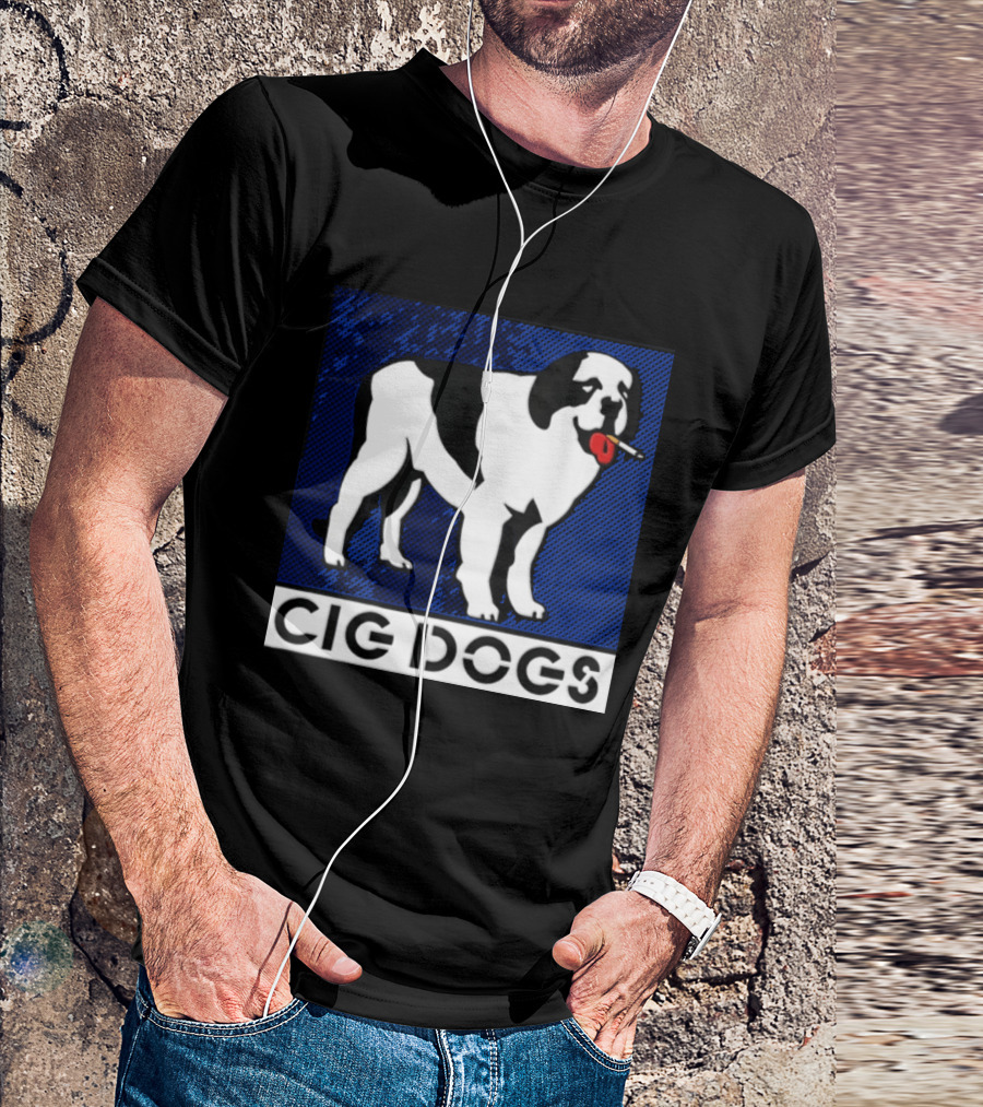 Cig Dogs Saint Bernard Smoking Cigarette Funny Canine T-Shirt