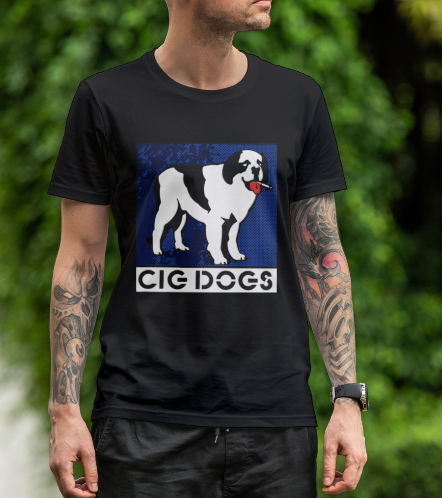Cig Dogs Saint Bernard Smoking Cigarette Funny Canine T-Shirt